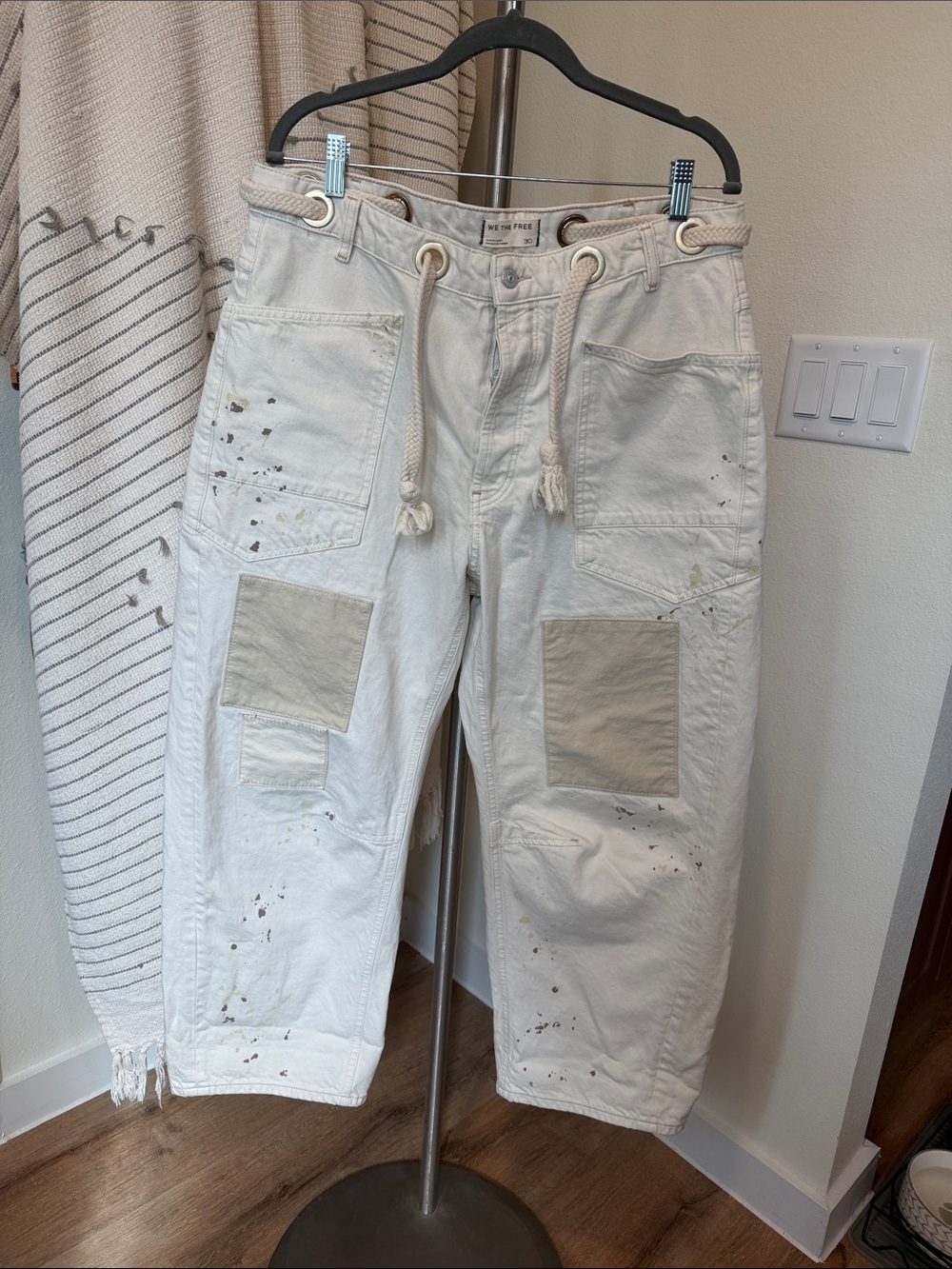 We The Free Moxie Pull-On Barrel Jeans White